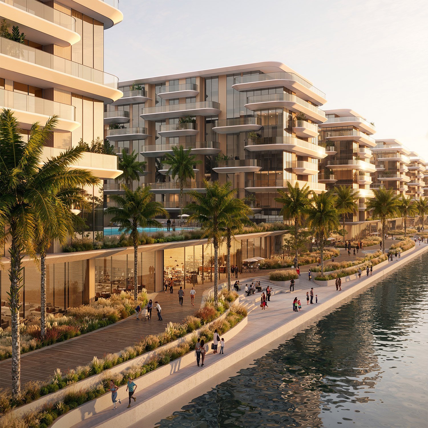 Canal-front apartment buildings